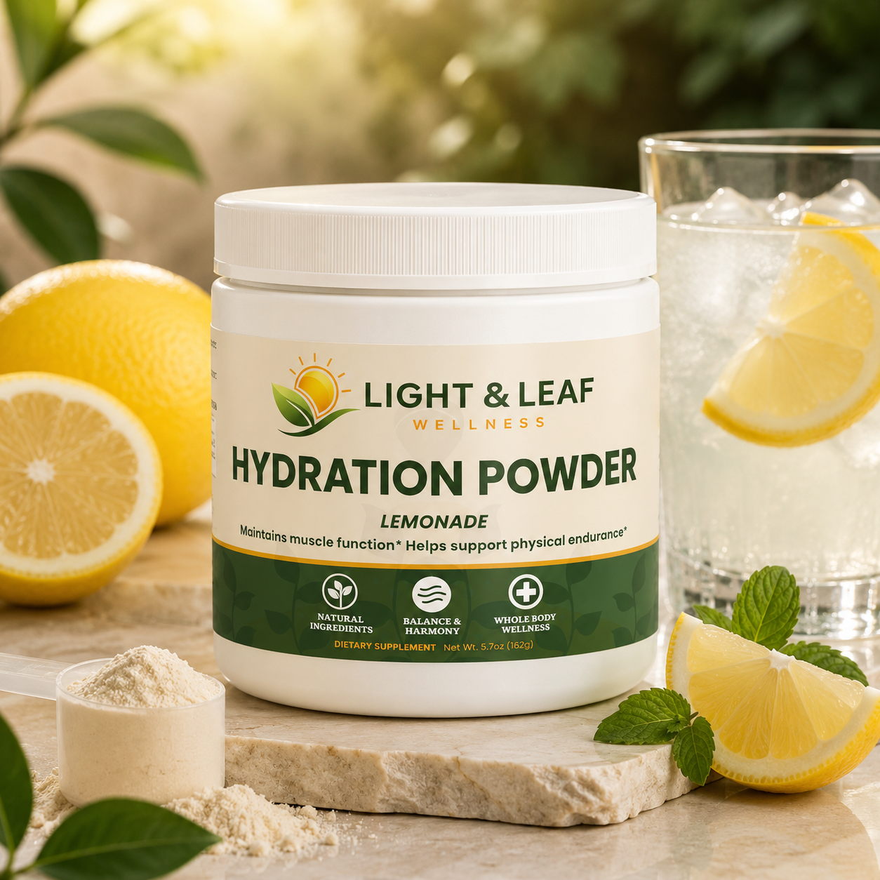 Hydration Powder – Lemonade | Electrolyte & Daily Hydration Drink Mix | Light & Leaf Wellness