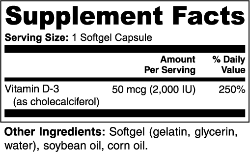 Vitamin D3 2,000 IU | 100 Softgels